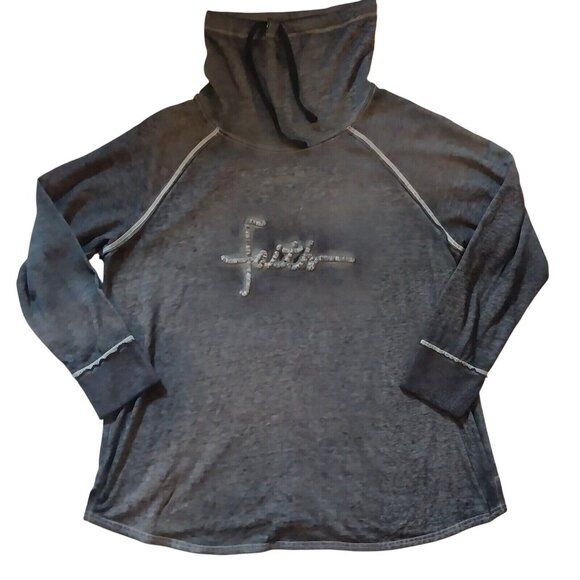 Lane Bryant Womens 22/24 Gray Faith Embellished Cowl Neck Long Sleeve Top - Picture 1 of 5